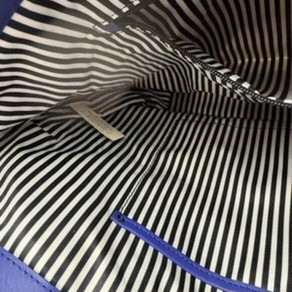 Kate Spade New York Straw Belle Place Woven Tote Bag Handbag Blue Beige - Picture 5 of 5